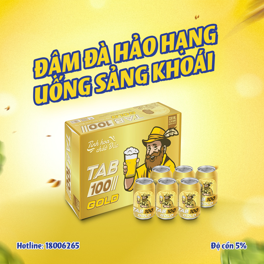 Bia lon TAB 100 GOLD thùng 24 lon (330ml/lon)