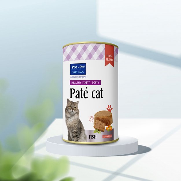 PATE VỊ CÁ + GÀ THƠM NGON DÀNH CHO MÈO P.RO-CAT HỘP 400g