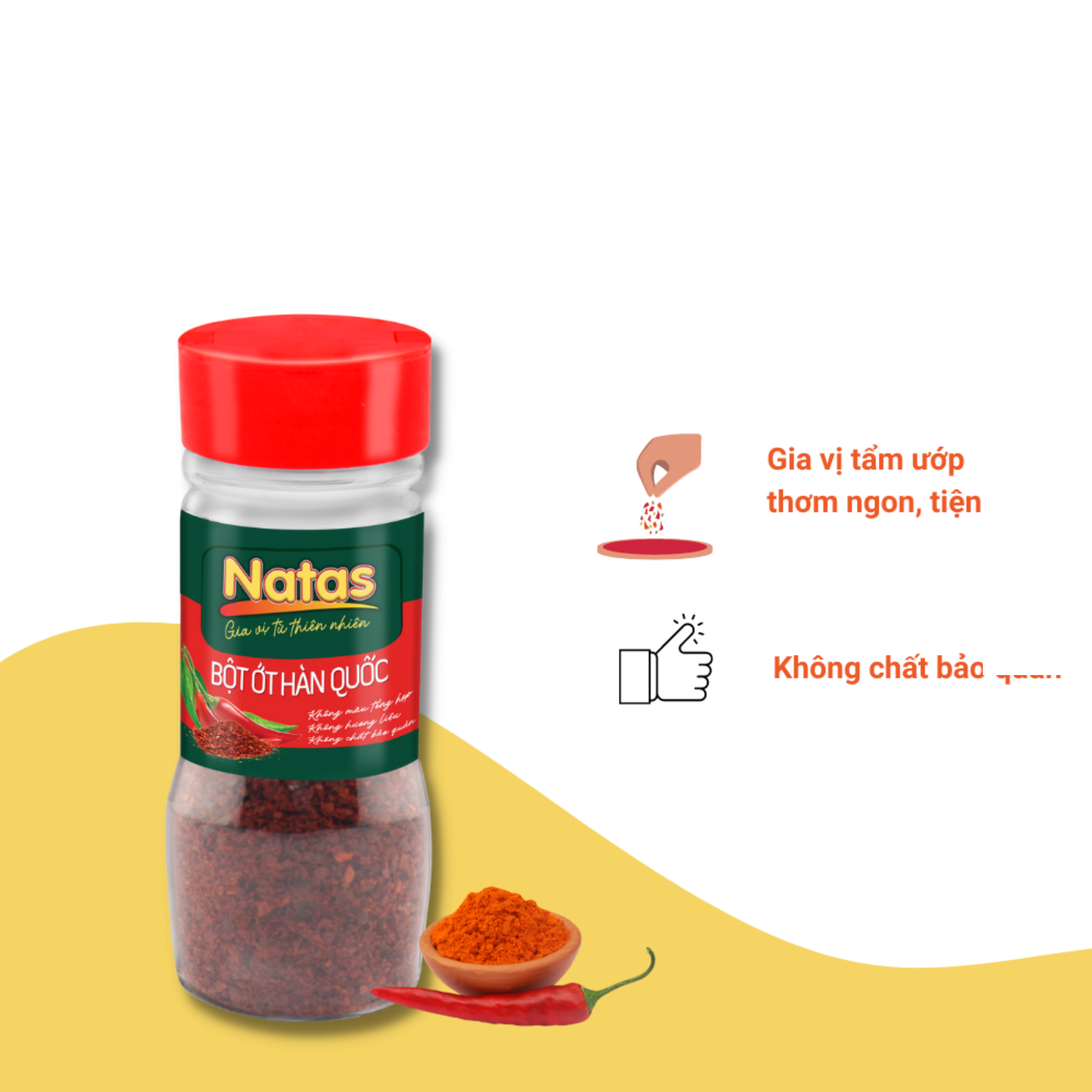 Bột ớt Hàn Quốc Natas Hũ 45g-Bột Gia Vị Tiện Lợi