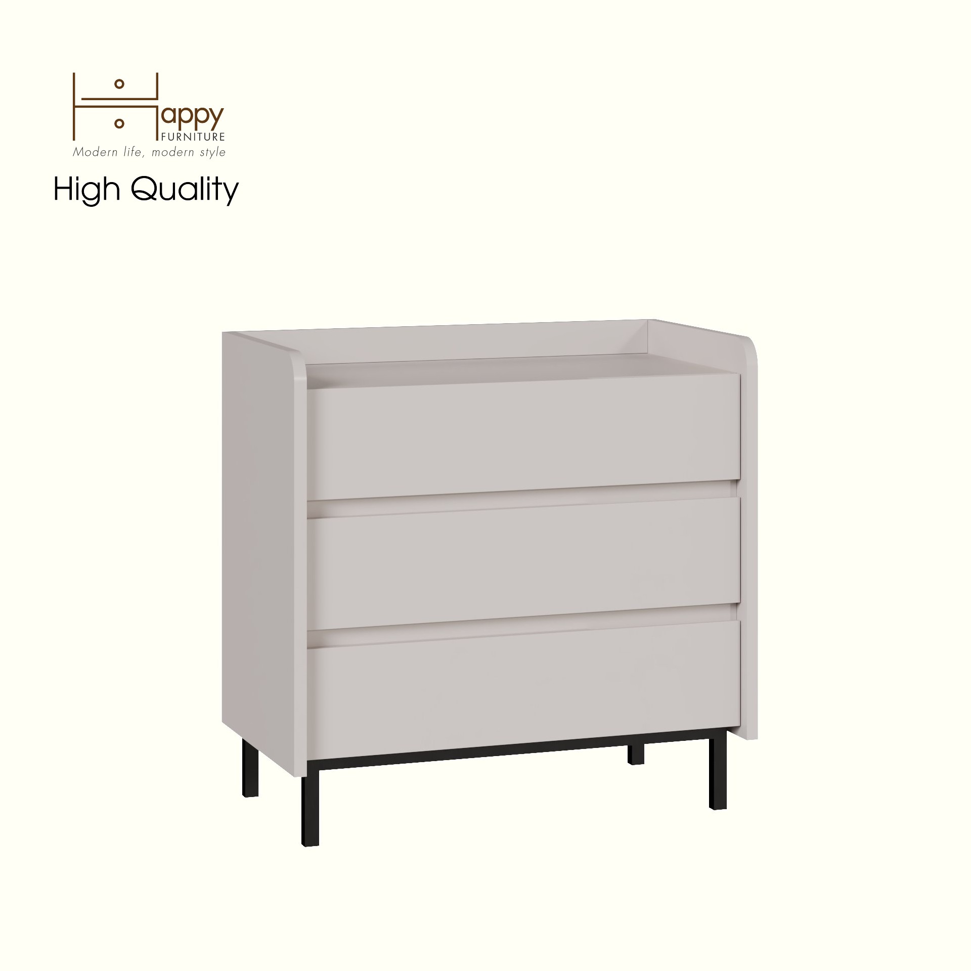 [Happy Home Furniture] LAVIA, Tủ lưu trữ 3 ngăn kéo - Chân sắt, 66cm x 40cm x 66cm ( DxRxC), THK_154