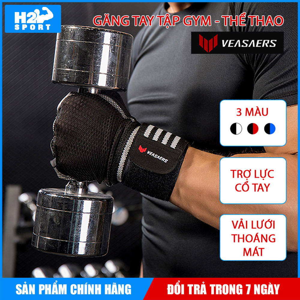 Găng tay tập gym có quấn cổ tay, Găng tay thể thao 2 trong 1 VEASARERS