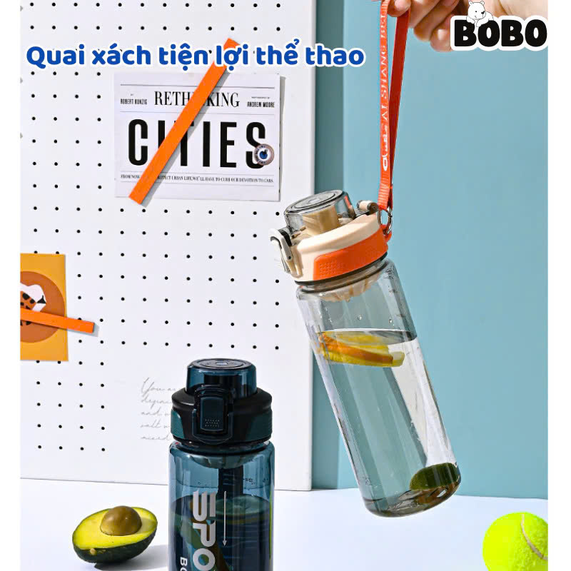 Bình Đựng Nước Thể Thao 650ML Chất Liệu Nhựa PP Nguyên Sinh An Toàn - Hàng Chính Hãng