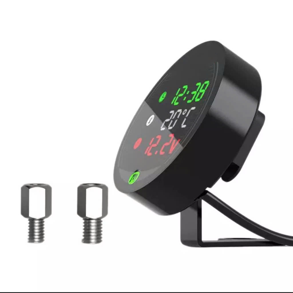 Đồng Hồ Báo Giờ Gắn Xe Máy 3in1 Màn Hình LED - Mẫu Mới, Chống Nước, Loại Tốt
