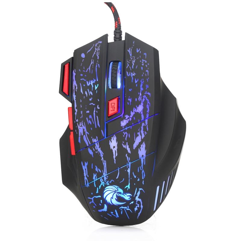 Chuột Chơi Game 7 Nút Bấm Có Đèn Led 5500 Dpi