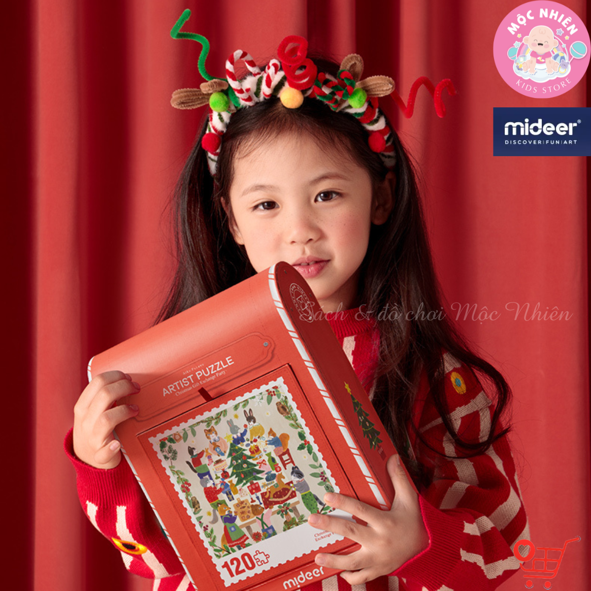 Đồ Chơi Xếp Hình Puzzle Chủ Đề Noel 2024 - Mideer Christmas Gift Box Puzzle - Đồ Chơi Giáng Sinh Cho Bé