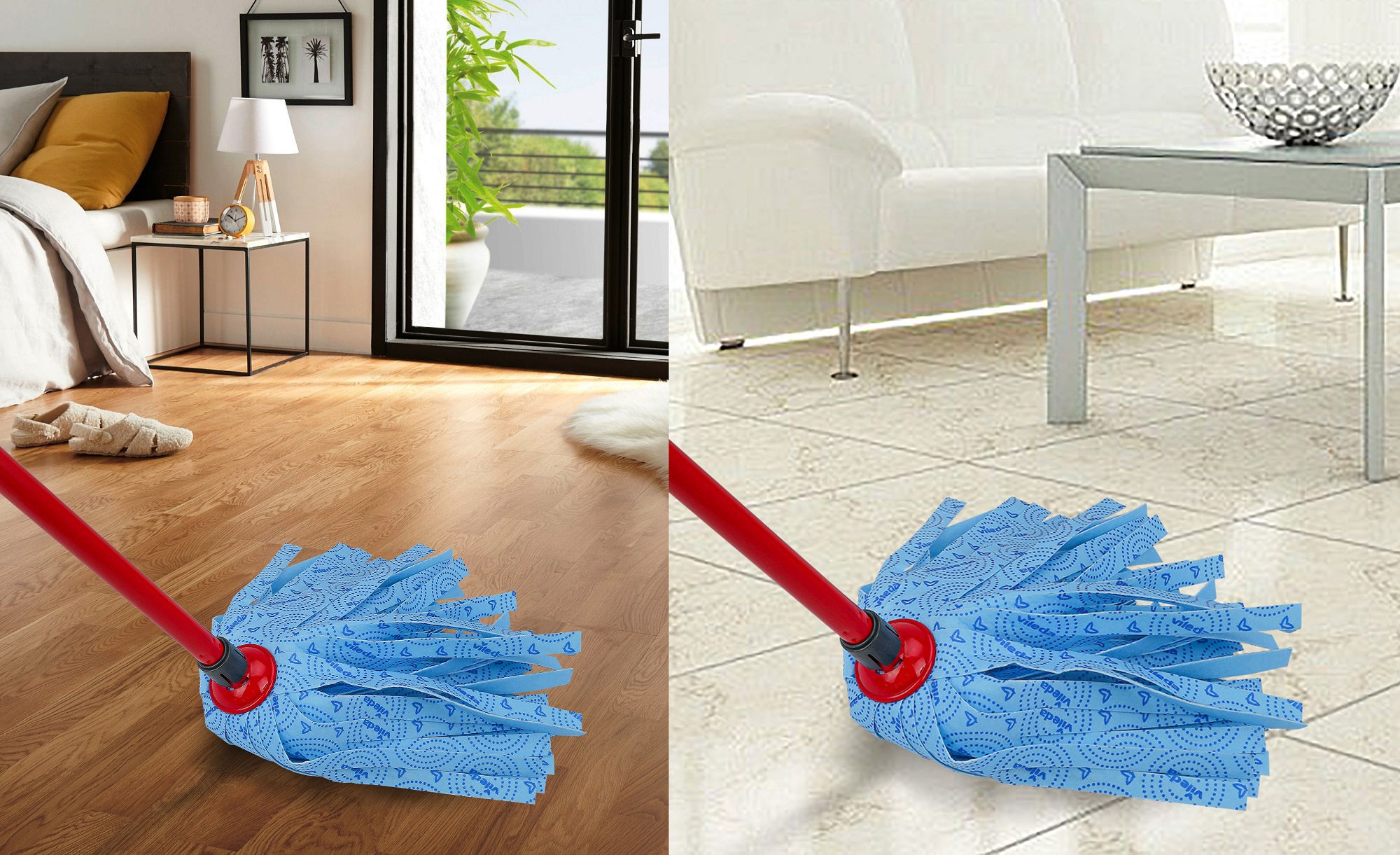 Cây lau nhà đa năng VILEDA Supermocio Wet vải sợ microfibre, đa năng cho mọi loại sàn nhà