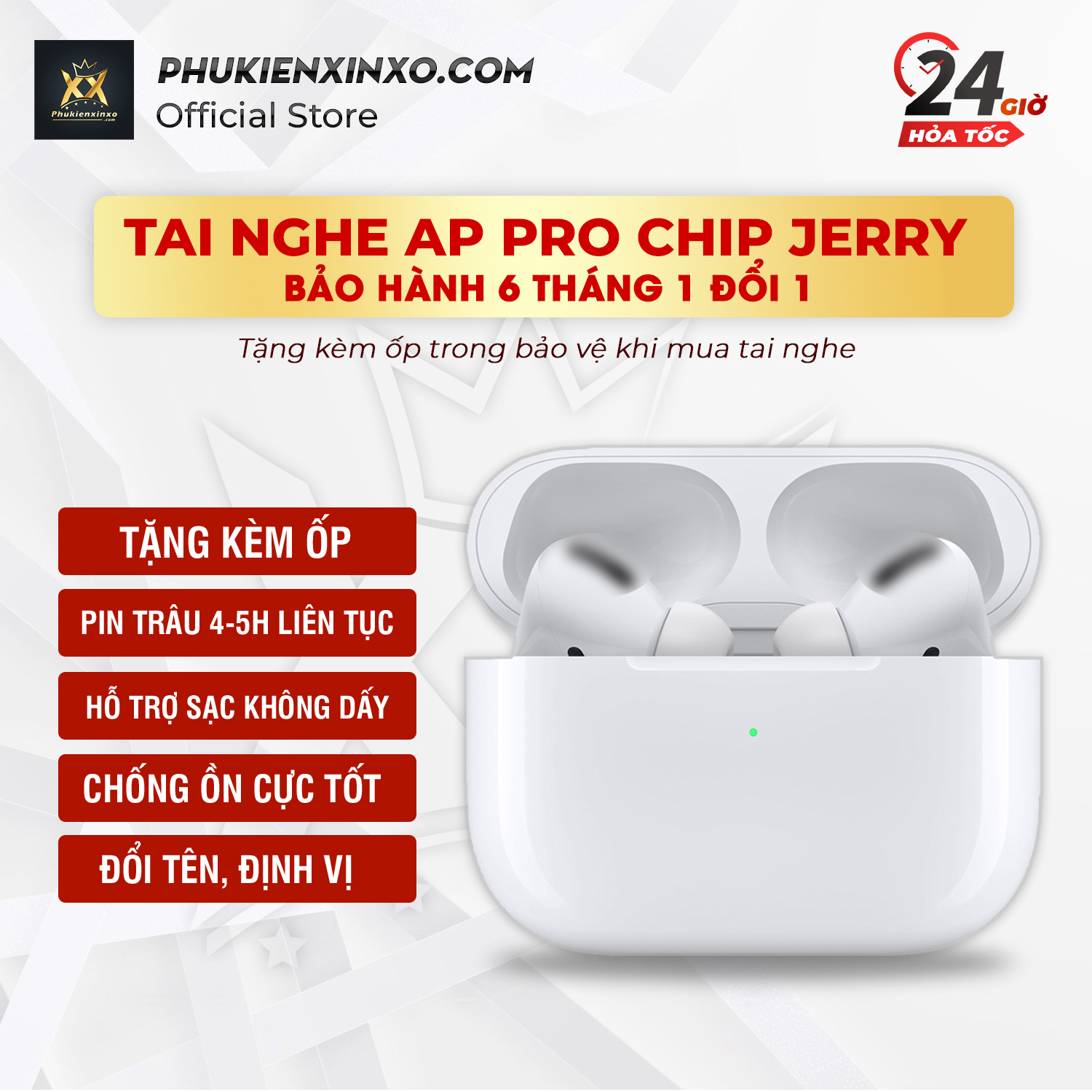 Tai nghe Bluetooth Pro Jerry sạc không dây, bản mới 2023 âm thanh nâng cấp, pin trâu, kháng nước - PHỤ KIỆN ĐIỆN THOẠI XỊN XÒ