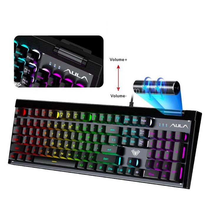 BÀN PHÍM GAMING AULA F3020 MÀU ĐEN LED RGB - HN - HÀNG CHÍNH HÃNG