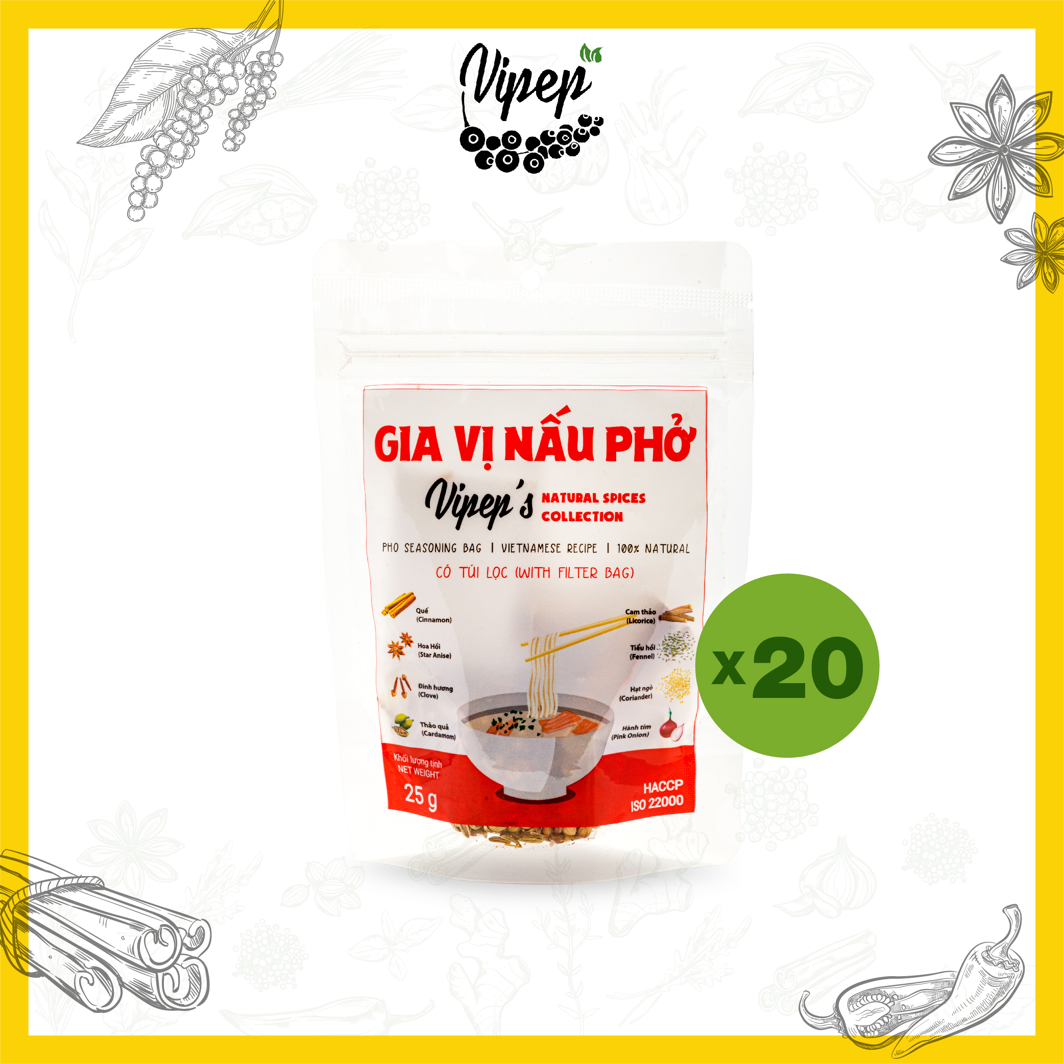 Combo 20 Gói Gia Vị Nấu Phở Vipep