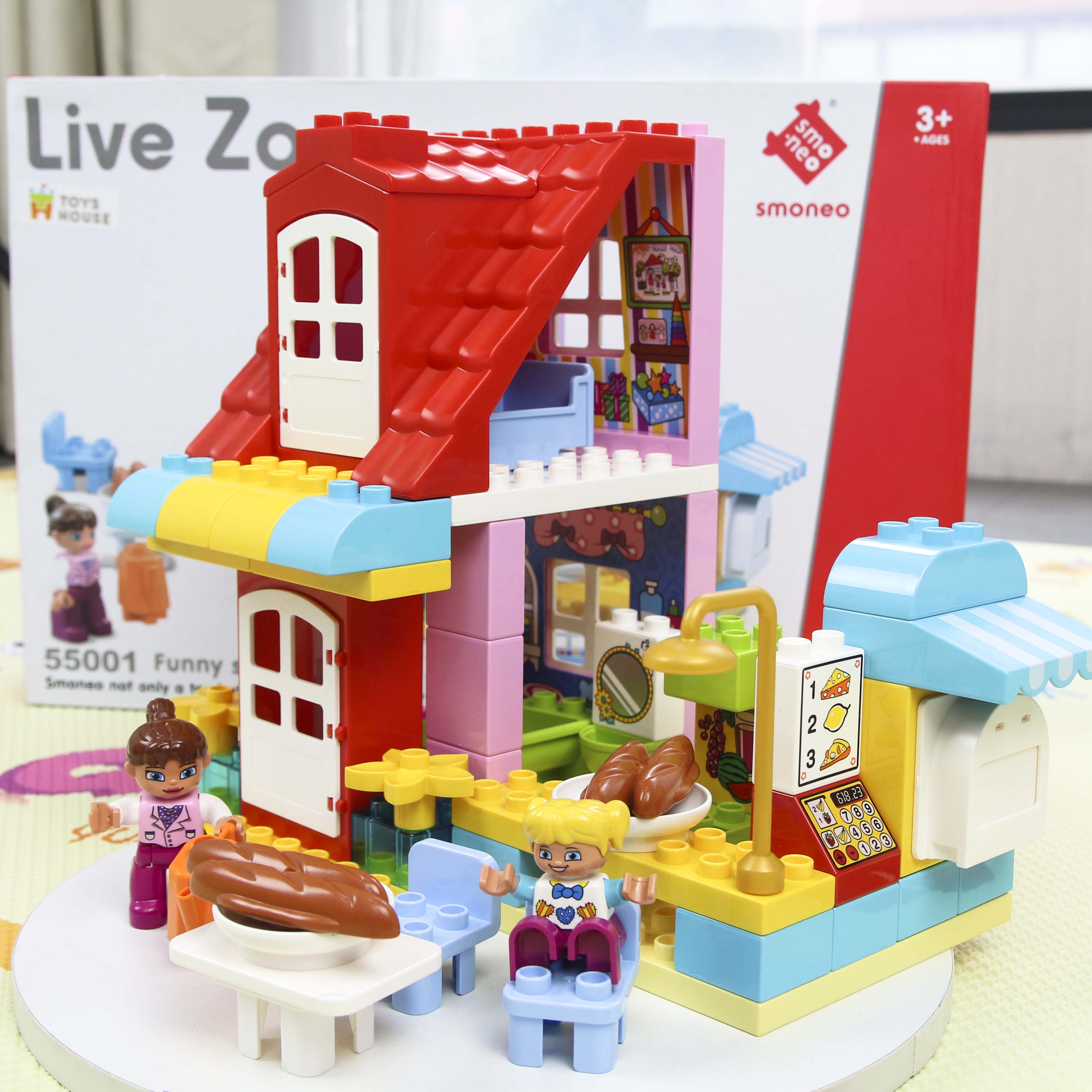 Bộ đồ chơi lắp ghép smoneo duplo cho bé cho bé Cửa hàng thức ăn nhanh vui vẻ 68 chi tiết Toyshouse - 55001