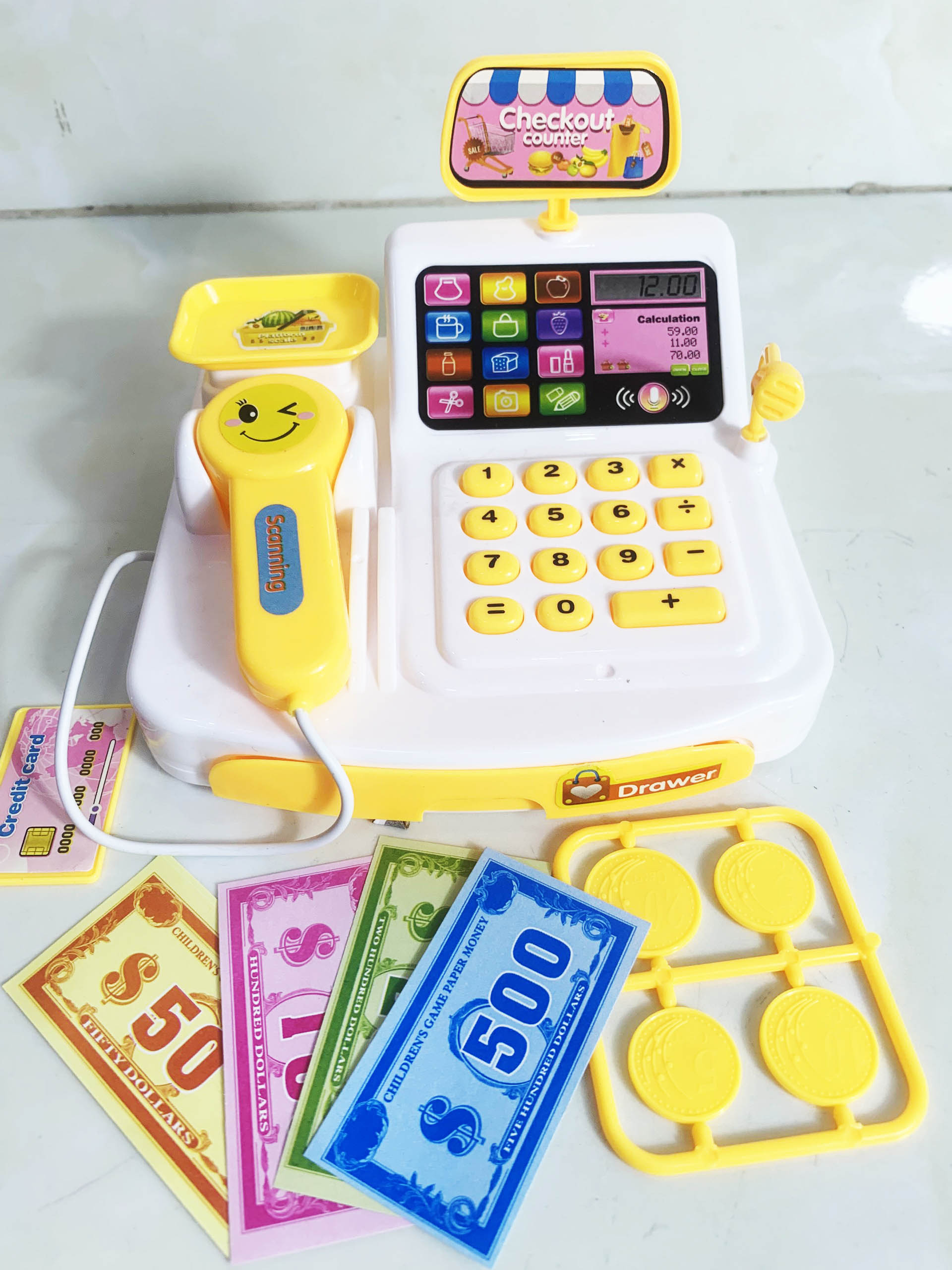 Máy tính tiền siêu thị đồ chơi loại túi, máy tính tiền đồ chơi loại hộp
