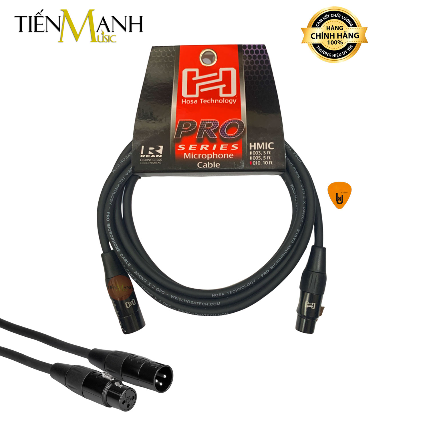 Dây Micro Hosa Pro 2 Đầu Canon XLR REAN Dài 0.9m, 1.5m, 3m, 4.5m, 7.5m, 9m, 15m, 30m HMIC-003, 005, 010, 015, 020, 025, 030, 050, 100 Cable Đực sang Cái XLR3F to XLR3M Hàng Chính Hãng - Kèm Móng Gẩy DreamMaker