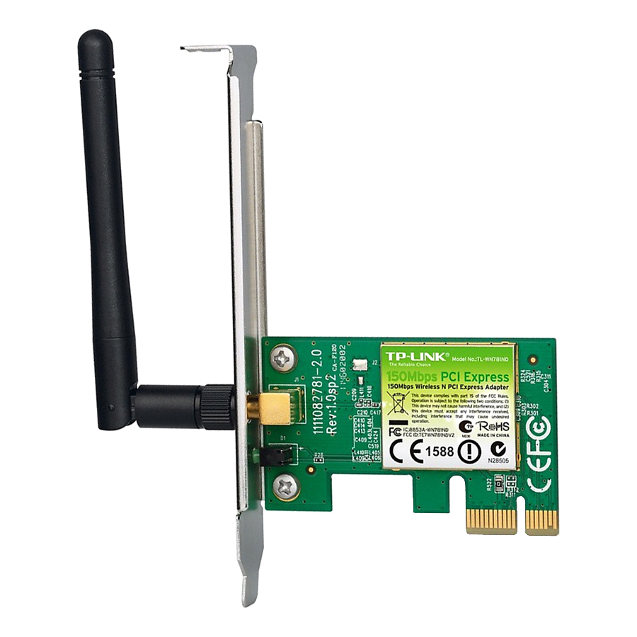 Card mạng thu WiFi TP-Link TL-WN781ND 150Mbps khe cắm PCIe 1 râu - Hàng Nhập Khẩu