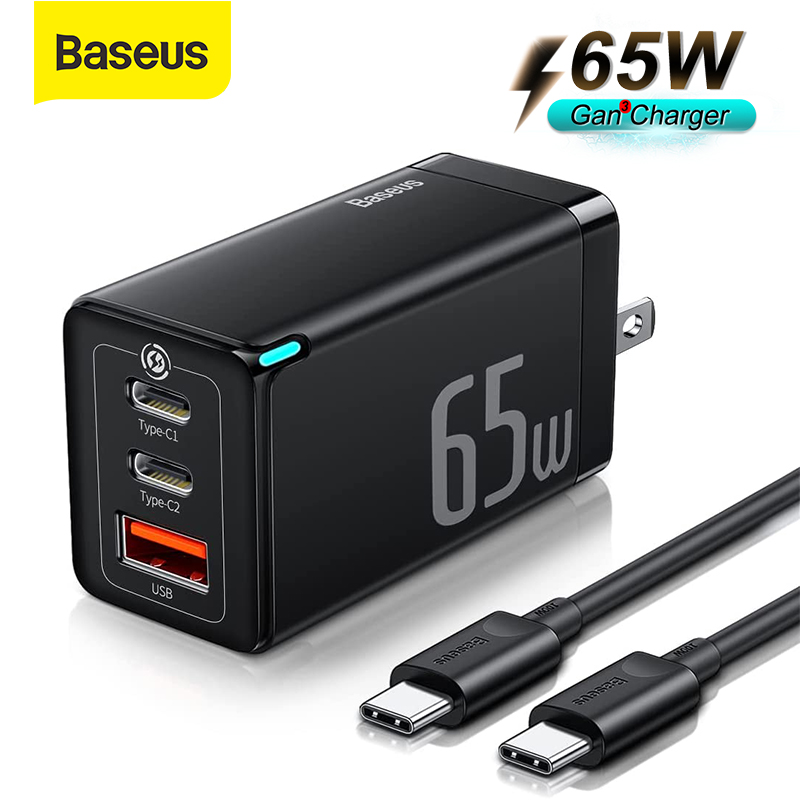 Củ Sạc Nhanh Baseus GaN3 Pro Quick Charger 65W (Type Cx2 + USB , PD3.0/ PPS/ QC4.0/ SCP/ FCP Multi Quick Charge Protocol, New Upgrade Technology) - Hàng Chính Hãng