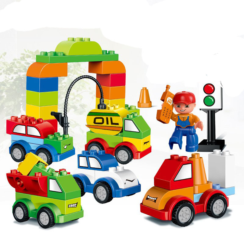 Bộ Xếp Hình Lego Duplo HUIMEI HM137 Dành Cho Bé 3 Tuổi - Lắp Ráp Phương Tiện Giao Thông 52 Chi Tiết