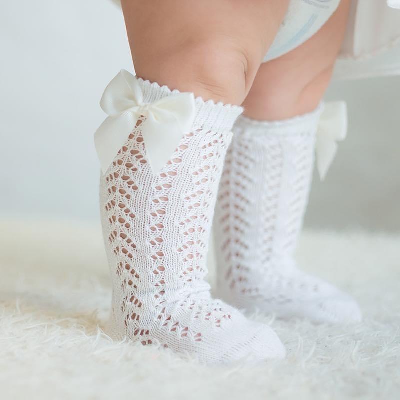 Tất nơ mùa hè, tất sơ sinh chất liệu cotton lưới xinh xắn trẻ em sơ sinh 0-3 tuổi