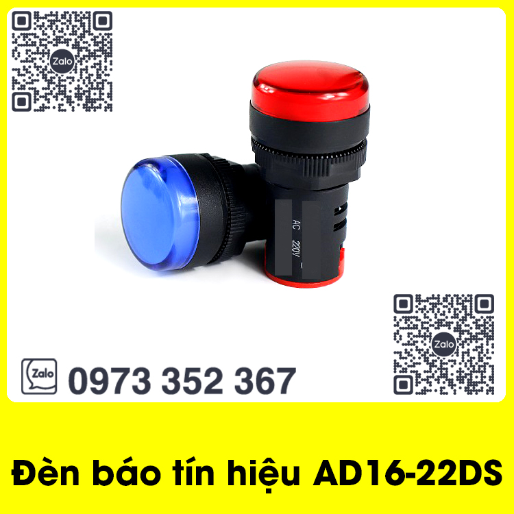 Đèn báo tín hiệu phi 22 AD16-22DS 220V 24V / Đèn báo pha phi 22mm