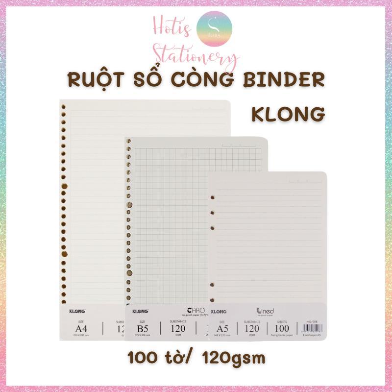 Ruột sổ còng, giấy refill binder KLong A5/B5/A4 120gsm - 100 tờ/ tệp