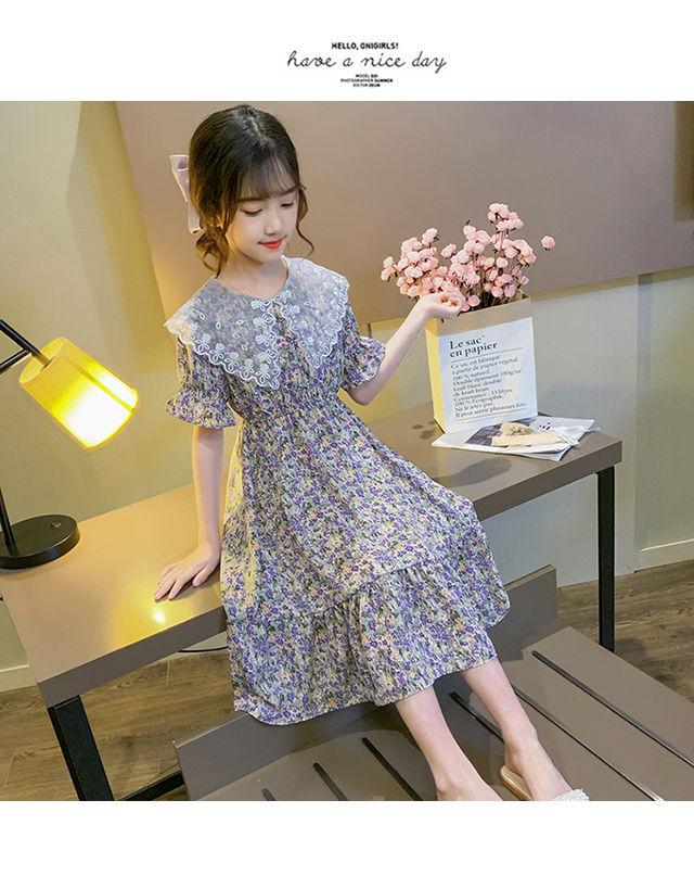DONGSHOP HOT Cô gái ăn mặc mùa hè trang phục mùa hè 2022 tây váy công chúa cô gái hoa đầm đầm chiffon váy mùa hè
