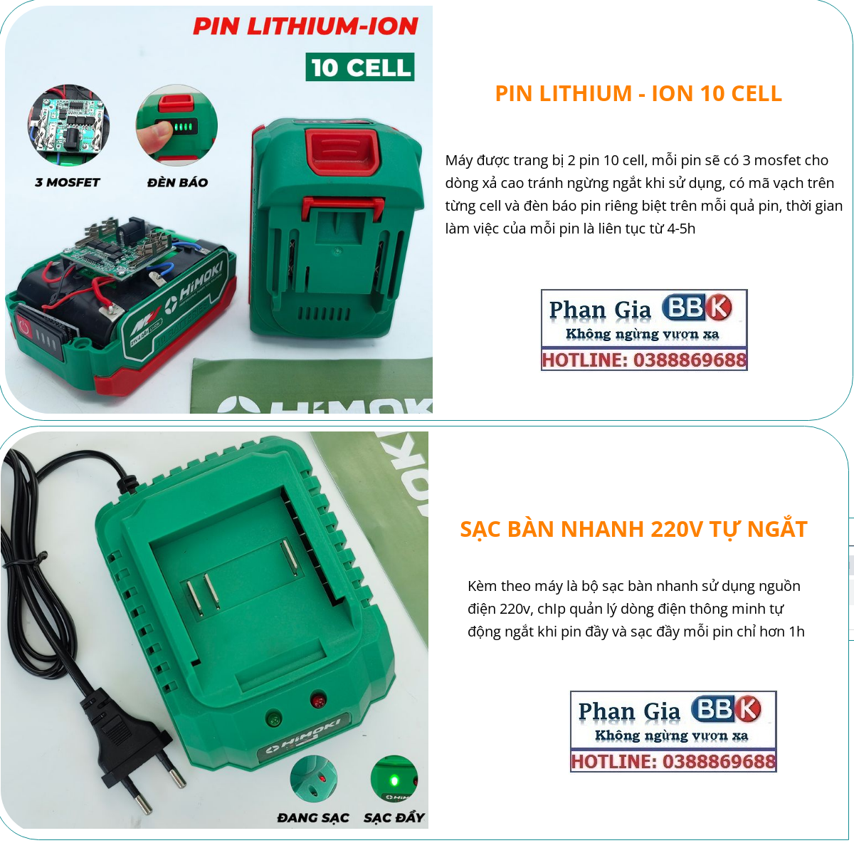 Máy Khoan Pin Bê Tông 3 Chức Năng HIMOKI 13mm 21V Pin 10 Cell - Motor 100% Dây Đồng Không Chổi Than - Bảo Hành 12 Tháng