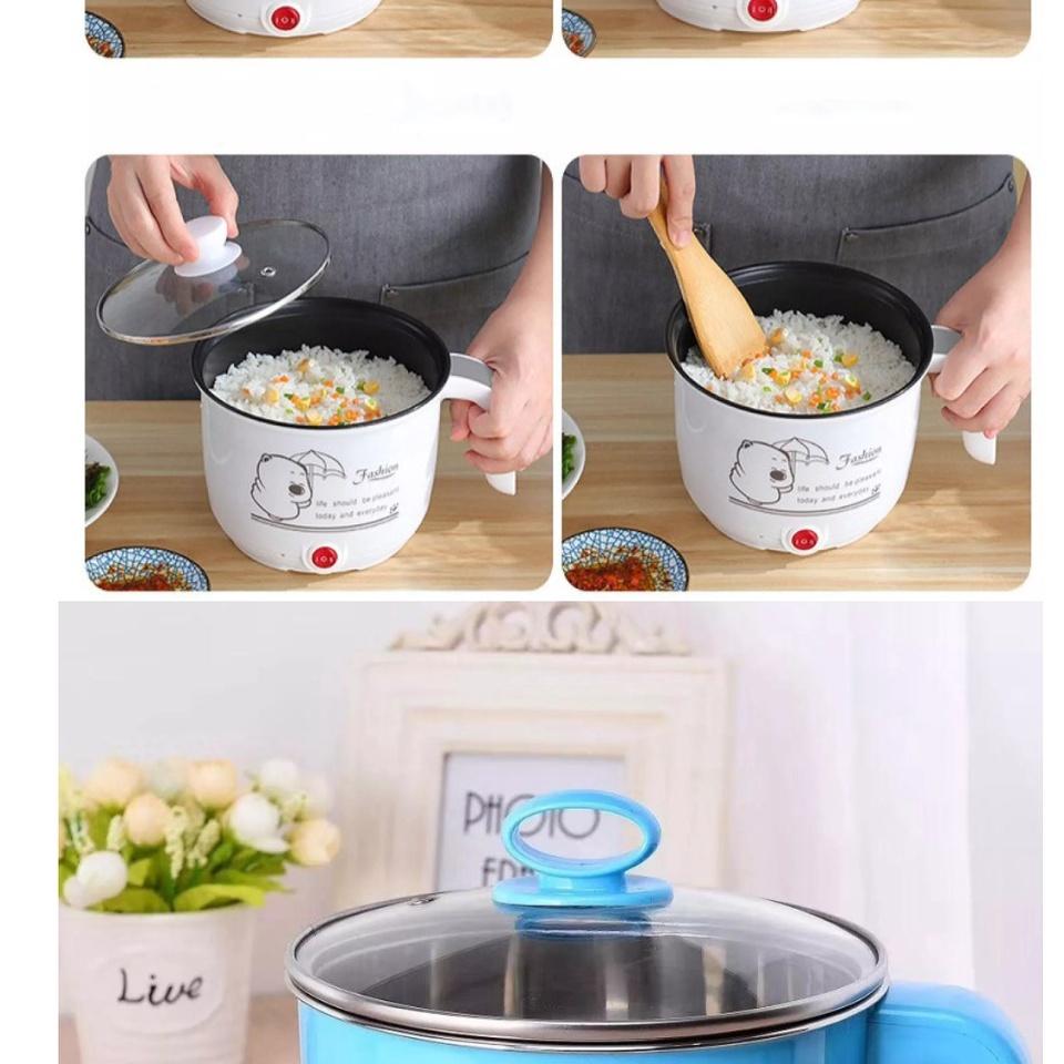 Nồi điện nấu mì luộc trứng cực nhanh - Ca nấu mì siêu tốc, nồi lẩu điện mini đa năng kèm vĩ hấp - Yumeshop94