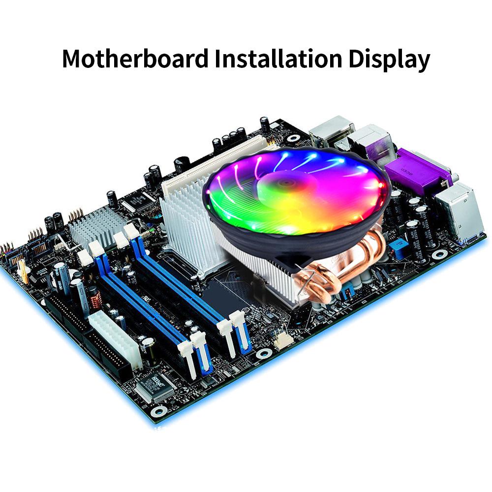 Bộ làm mát CPU V4 4 Ống dẫn nhiệt bằng đồng 3Pin Quạt làm mát yên tĩnh đầy màu sắc Thay thế cho Intel LGA 775/1150/1155/1156/1151/1366