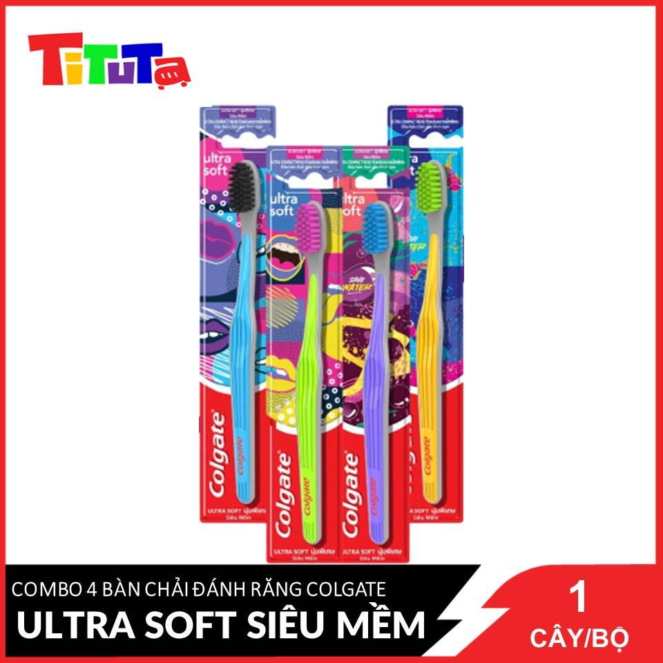 Combo 4 Bàn chải đánh răng Colgate Ultra Soft siêu mềm (Màu ngẫu nhiên)