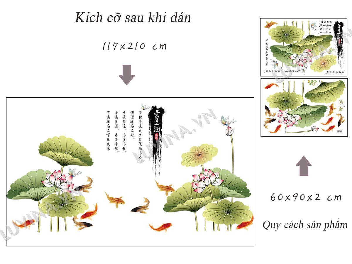 DECAL DÁN TƯỜNG ĐẦM SEN VÀ CÀNH ĐÀO HỒNG 6 - HP404