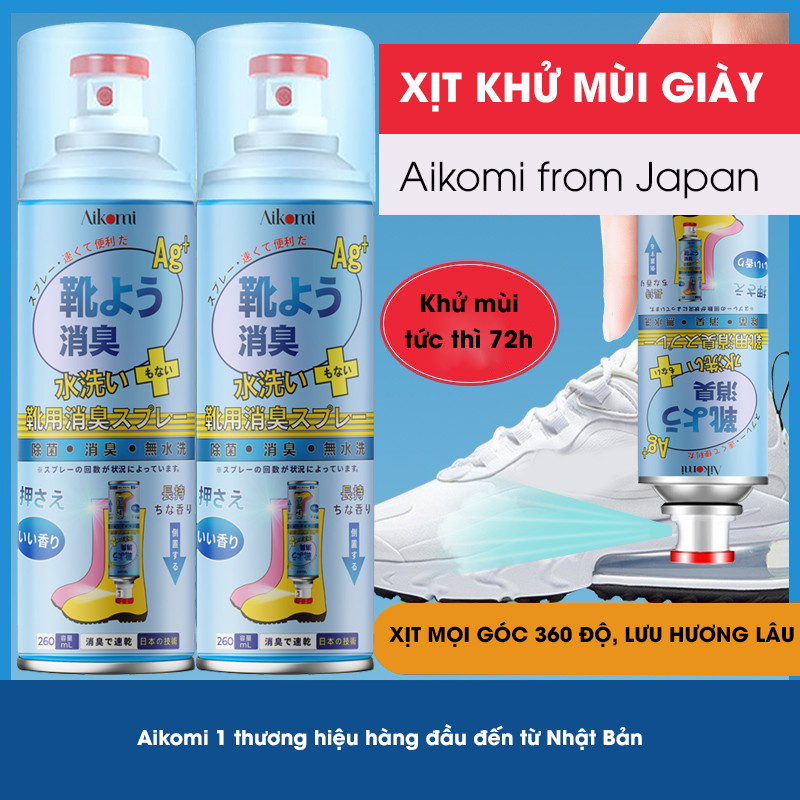 Xịt khử mùi hôi giày và hôi chân Công Nghệ Nhật Bản Aikomi - 260ml