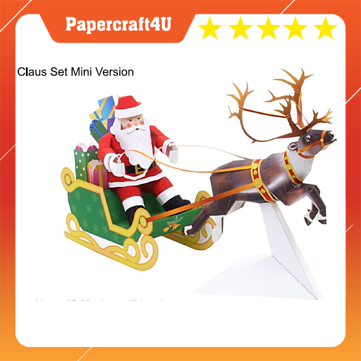 Mô hình giấy 3D Giáng sinh Ông già Noen Santa Claus Set mini