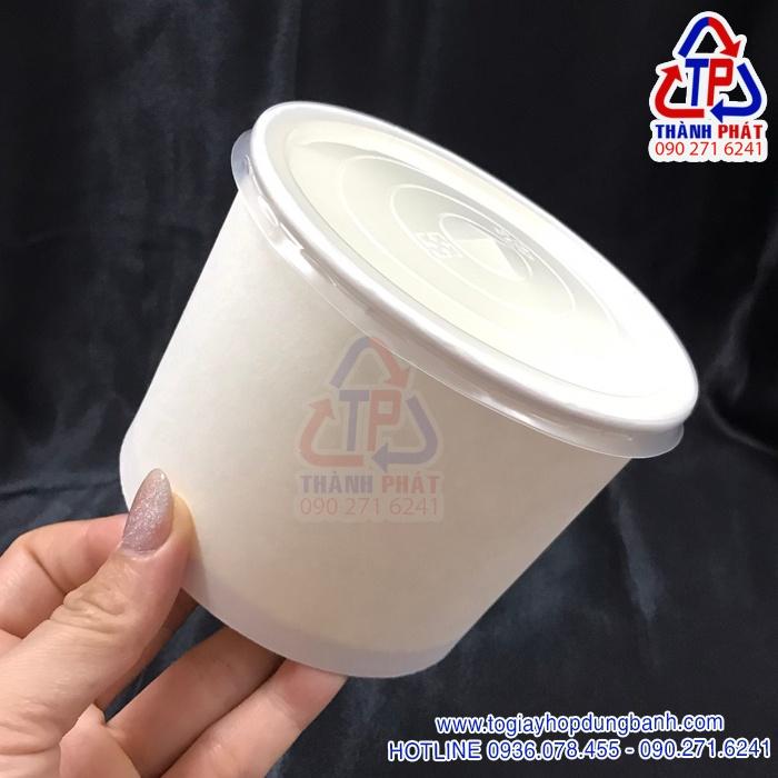 50 Tô giấy 600ml đựng cháo -Tô giấy đựng thức ăn bao gồm nắp - Tô giấy đựng lẩu ly