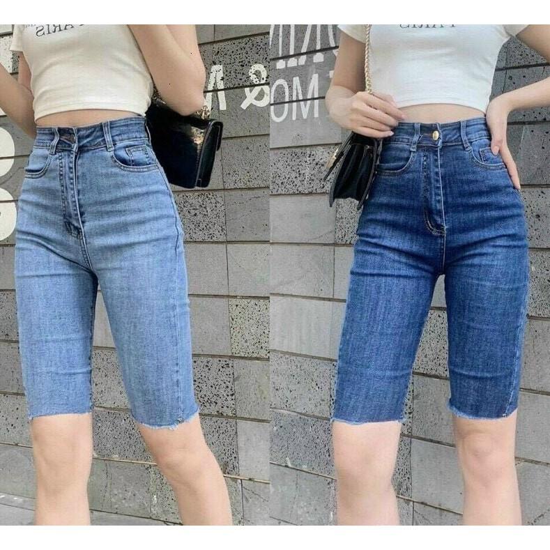 Quần Short Jean Nữ ngố ống ôm lưng cao ulzzang King168, Quần ngố nữ MML08