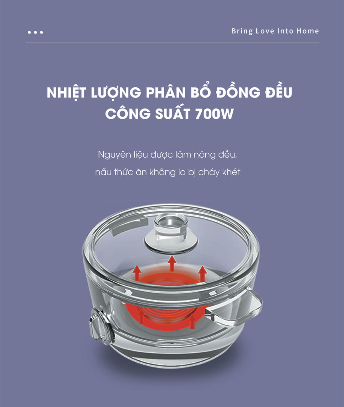 Nồi Điện Đa Năng BUMAS K02 Chống Dính Men Gốm, Dung Tích 2.5L, Công Suất 700W - Hấp, hầm, chiên, xào, nấu lẩu, nấu cơm - Hàng chính hãng