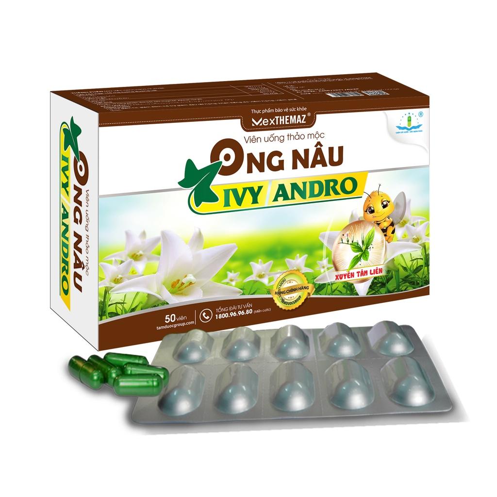 Viên Uống Thảo Mộc ONG NÂU IVY ANDRO Xuyên Tâm Liên (Hộp 50 Viên) Hỗ Trợ Giảm Ho, Giảm Đờm, Đau Rát Họng