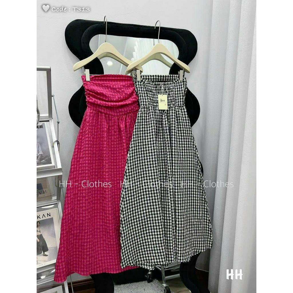 Váy đầm nữ dáng xòe caro cúp ngực thời trang