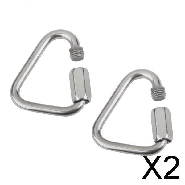2x2Pieces Triangle Shape Mountain Rock Climbing Stainless Screw Lock Carabiner