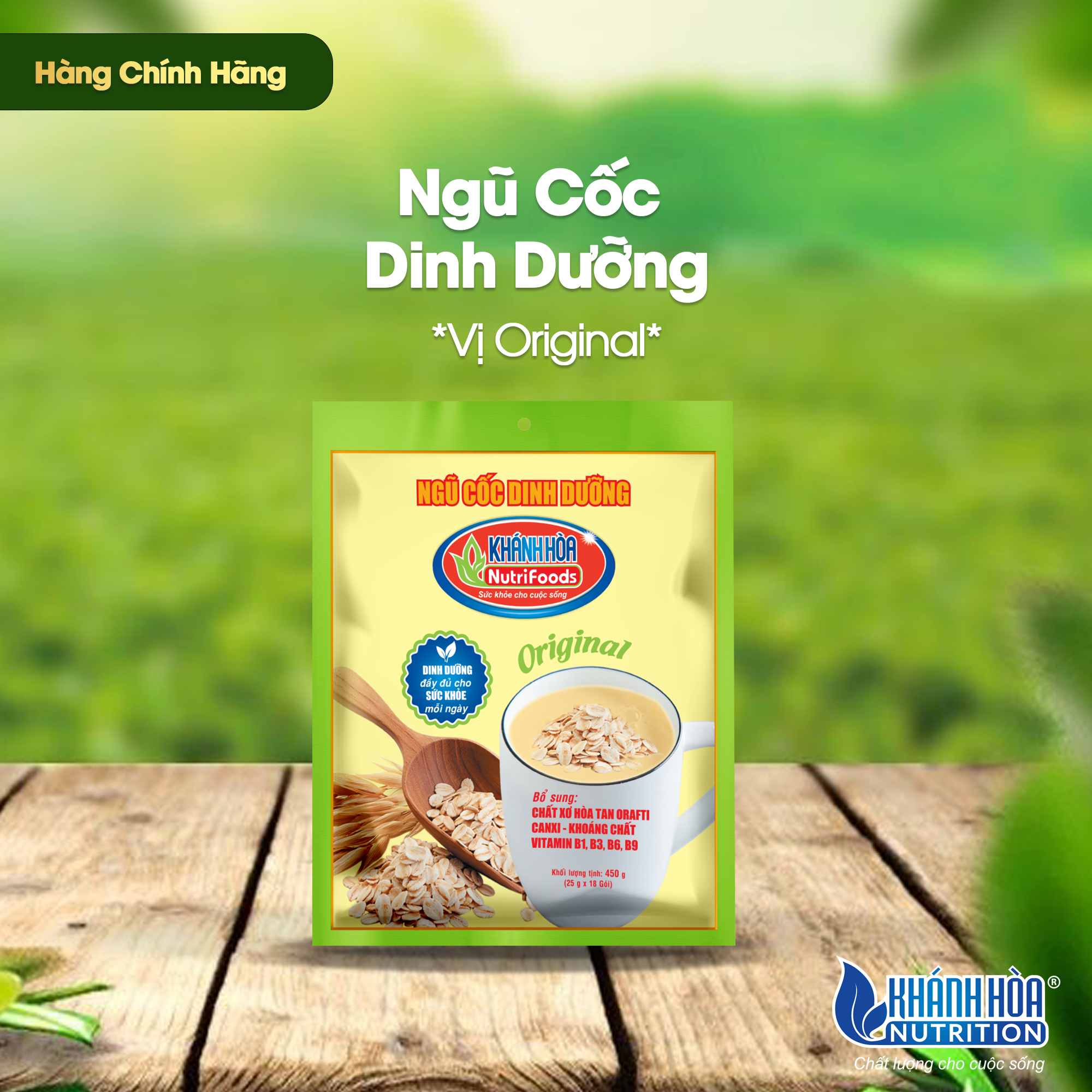 Ngũ Cốc Dinh Dưỡng Khánh Hòa NutriFoods - Bổ Sung Chất Xơ Hòa Tan, Vitamin, Khoáng Chất (Túi 18 gói x 25g)