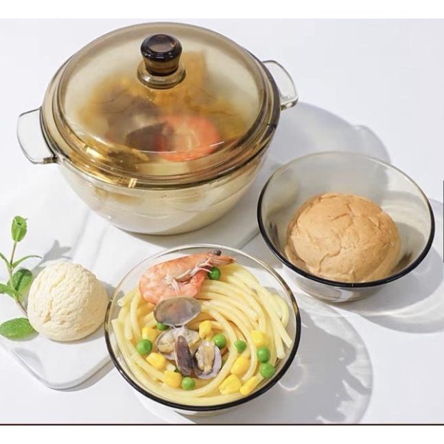 COMBO BỘ 5 MÓN NỒI & 4 BÁT THUỶ TINH CHỊU NHIỆT