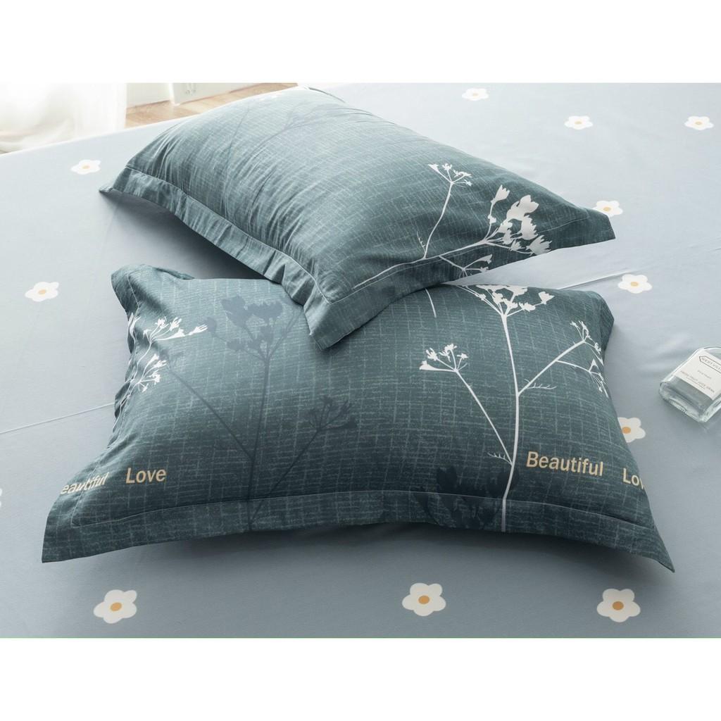Bộ chăn ga gối Cotton poly M2T bedding Hoa cỏ may, vỏ chăn mền, drap giường và 2 vỏ gối