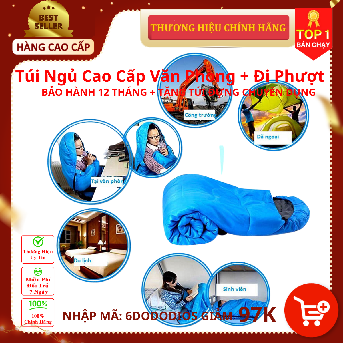 Túi Ngủ Cao Cấp Văn Phòng + Đi Phượt (Hàng Xuất Khẩu) - Túi Ngủ Dã Ngoại, Túi Ngủ Du Lịch - Chính hãng dododios