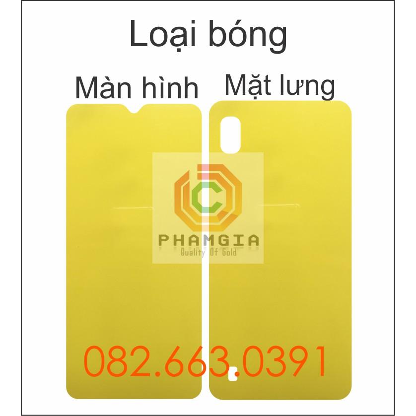 Dán PPF bóng, nhám cho Samsung A10/ A10S/ A01 màn hình, mặt lưng, full lưng viền siêu bảo vệ