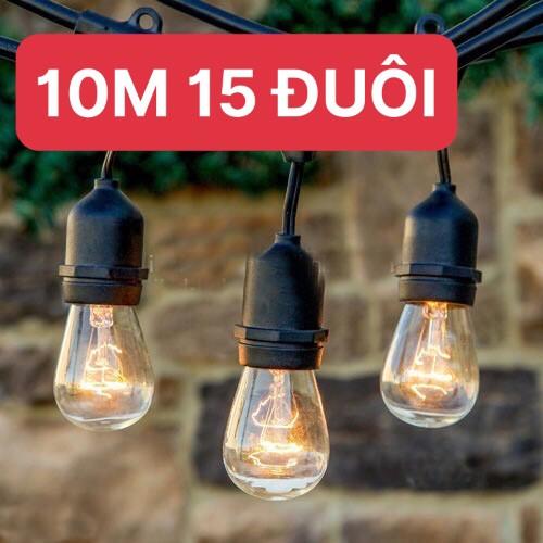 Dây đui đèn trang trí ngoài trời 10m 15 đui