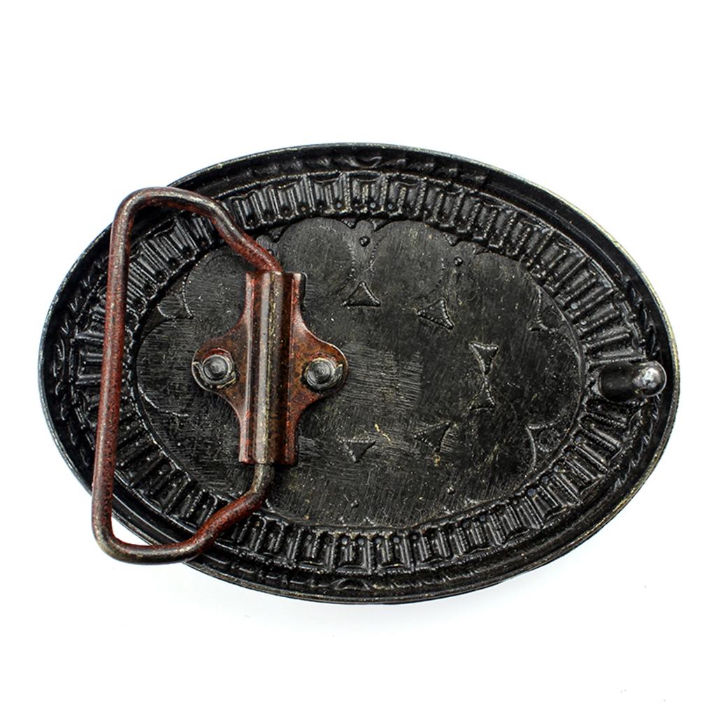 Cowboy Belt Buckle Bronze Alloy Metal Oval Turquoise Belt Buckle