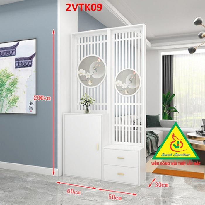 Tủ kệ trang trí kiêm vách ngăn phòng khách , nhà bếp 2VTK09- Nội thất lắp ráp Viendong Adv