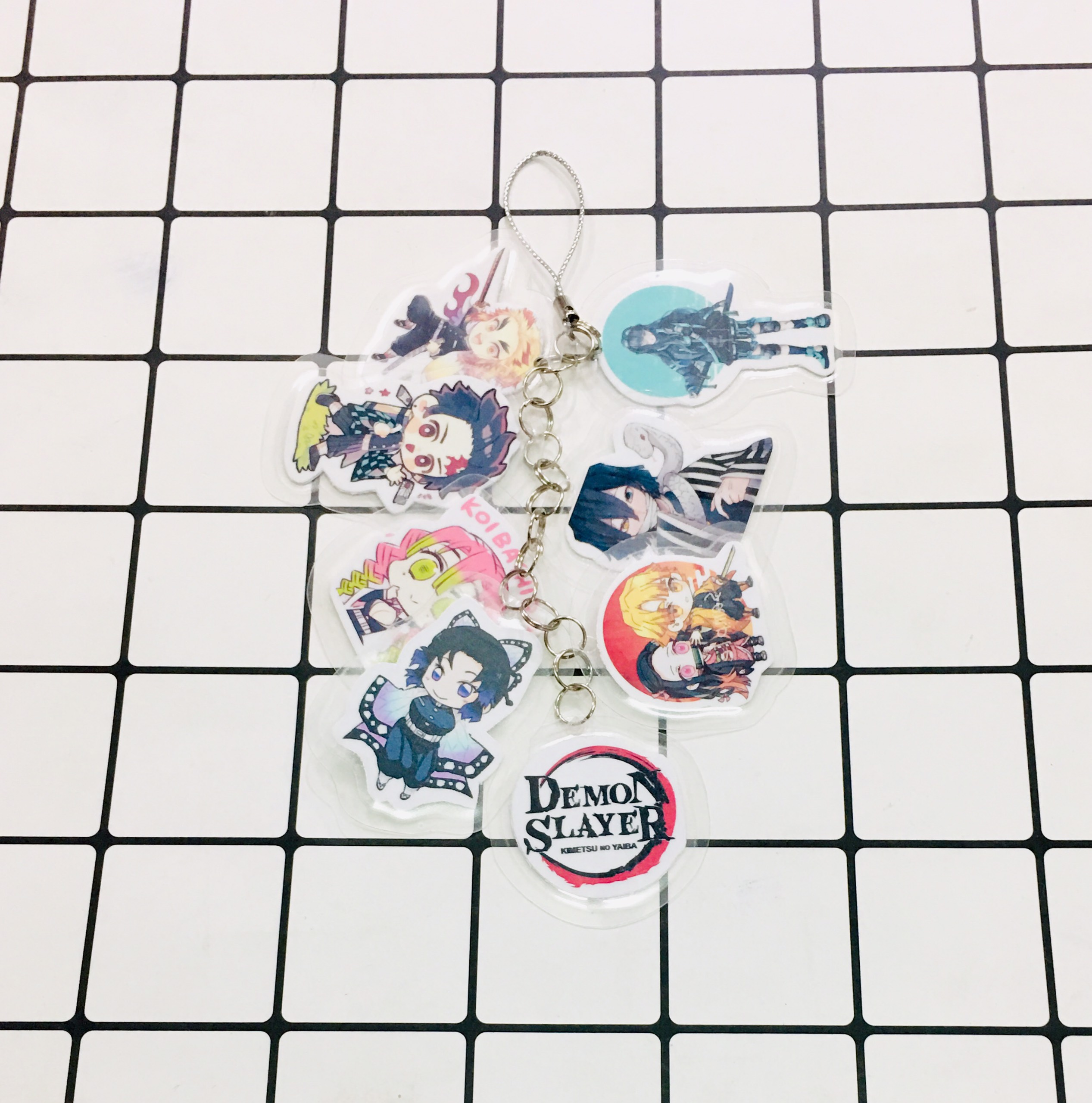 3 Dây móc chùm Kimetsu no Yaiba chibi tổng 18 miếng