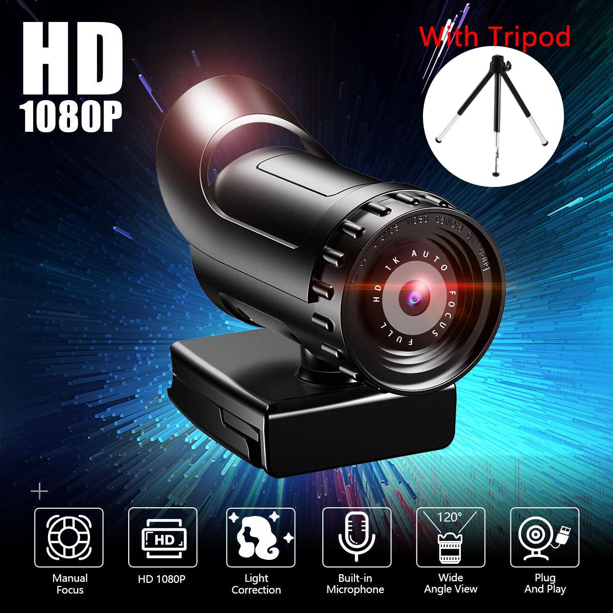 Webcam 4K 2K Lấy nét tự động PC Web Cam kèm quà tặng Chân máy Camera mini 1080P Máy ảnh máy tính xách tay có micrô để phát trực tuyến video YouTube