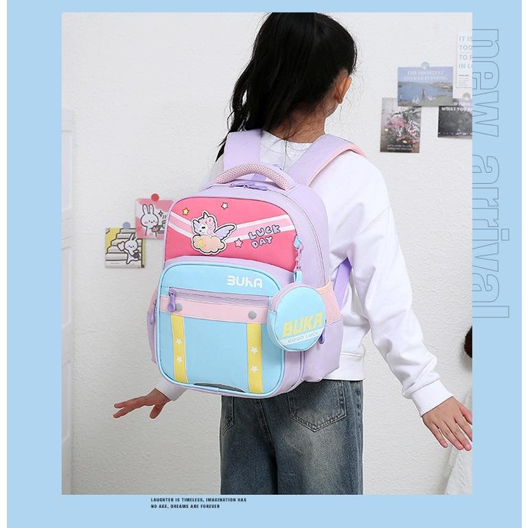 Balo cho bé đi học tiểu học lớp 1 3 vải Oxford cao cấp kèm hộp bút màu pastel dễ thương 3028