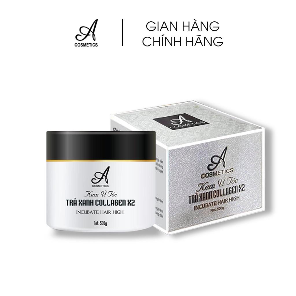 Ủ tóc Trà xanh Collagen Acosmetics 500g Giúp phục hồi tóc hư tổn