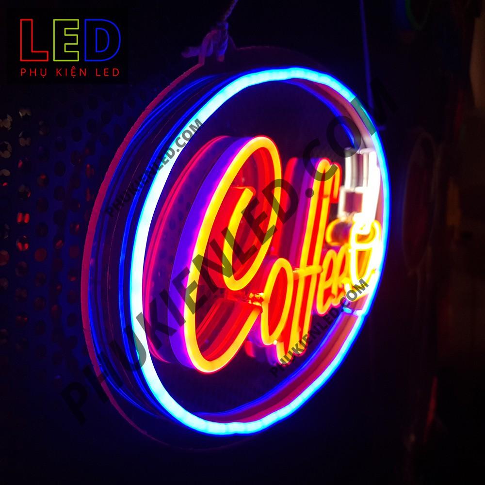 Đèn Led Neon Chữ Coffee và ly cà phê hình Oval - Coffee  Sign, Đèn Led Neon Cà Phê Trang Trí Quán