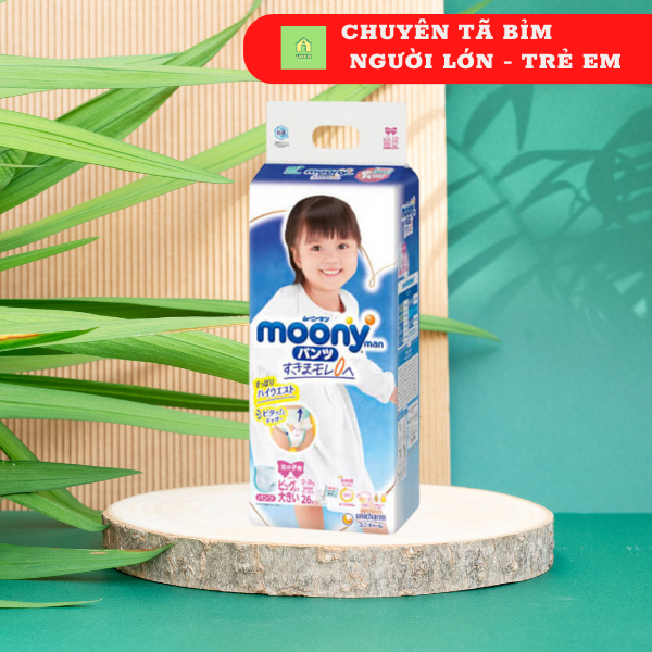 Bỉm - Tã Quần Moony Blue (bé gái) size XXL 26 miếng (Cho bé 13-28kg)